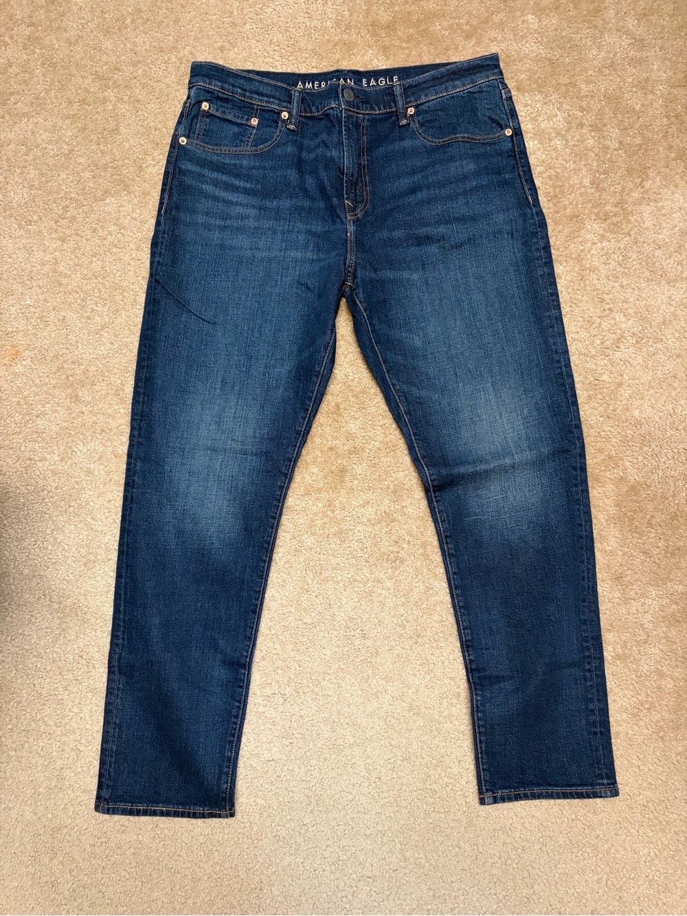 American Eagle Outfitters Men's Straight Jeans in Light and Dark Blue Washes - Picture 7 of 16